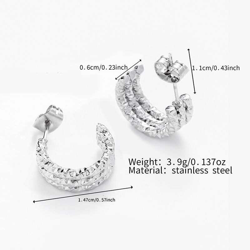 1 Pair Simple Style Classic Style C Shape Polishing Stainless Steel Ear Studs