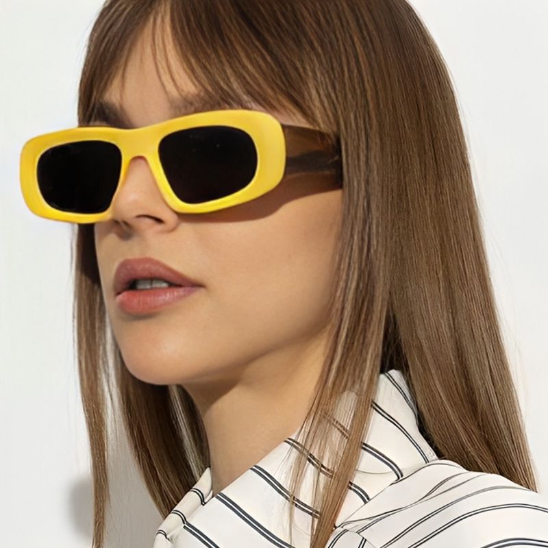 Streetwear Color Block Ac Square Full Frame Women's Sunglasses