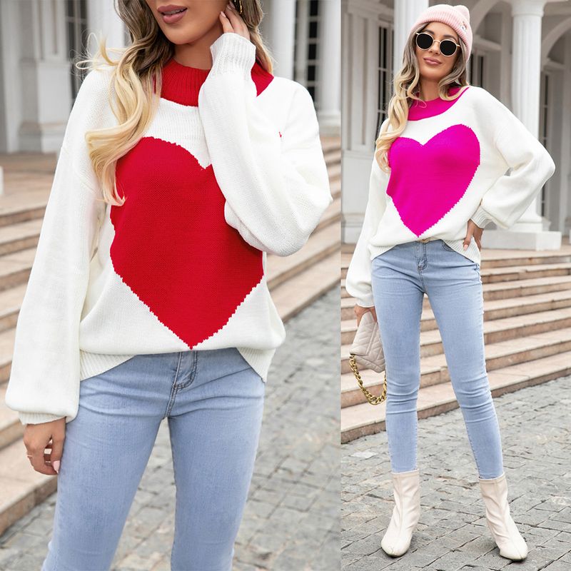 Women's Sweater Long Sleeve Sweaters & Cardigans Streetwear Heart Shape