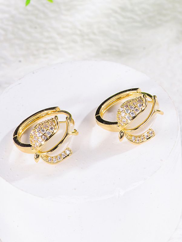 1 Paar Elegant Klassisch Blume Überzug Inlay Kupfer Opal Zirkon 18 Karat Vergoldet Ohrringe