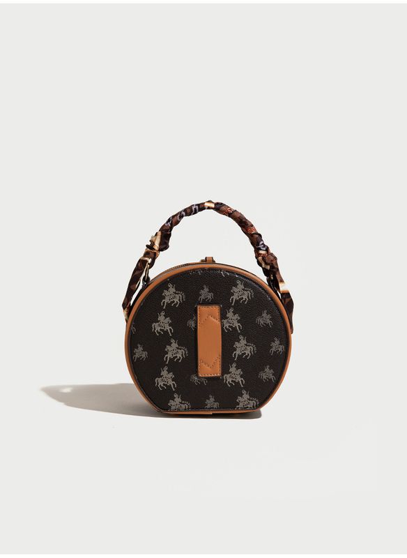Women's Small Pvc Tropical Vintage Style Round Zipper Handbag