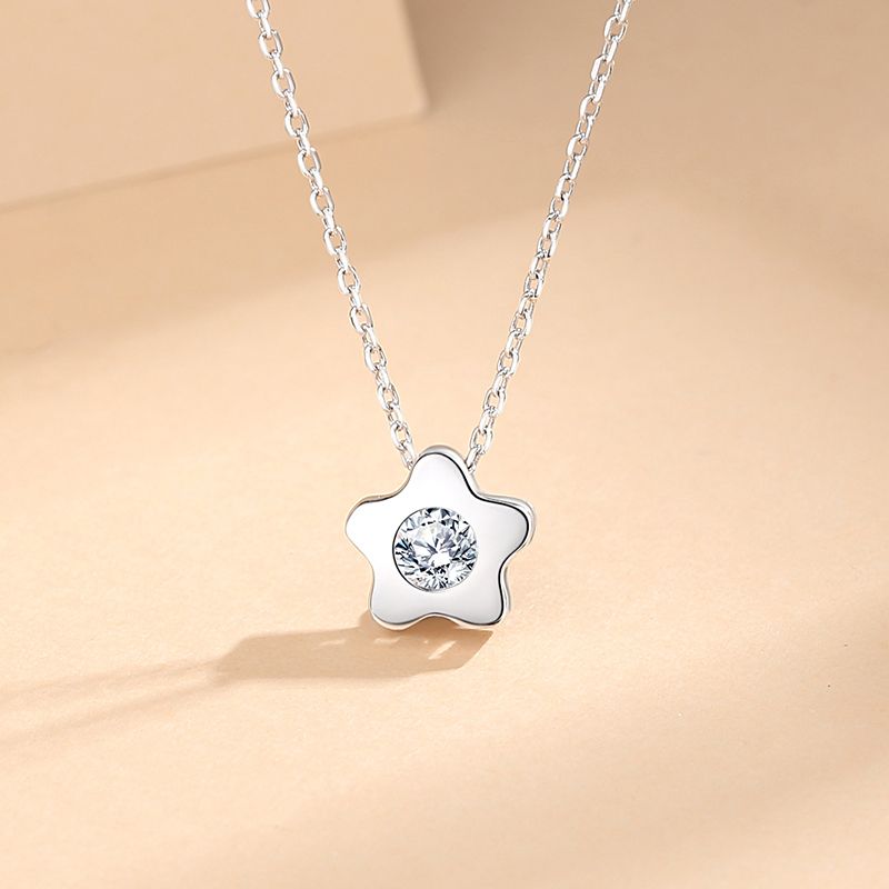 Simple Style Flower Sterling Silver Plating Inlay Zircon Pendant Necklace
