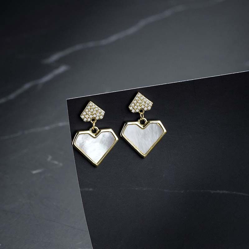 1 Pair Sweet Heart Shape Plating Copper Gold Plated Drop Earrings