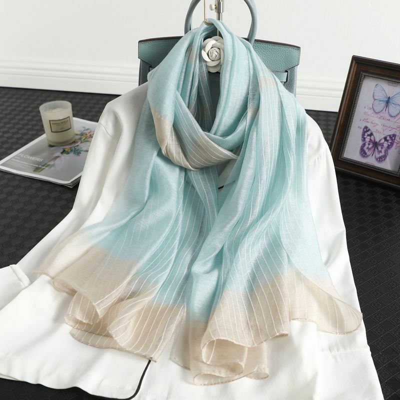 Women's Elegant Simple Style Stripe Mulberry Silk Silk Scarf