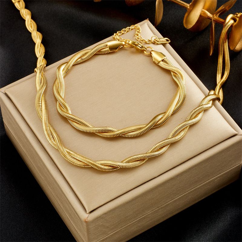 Élégant Style Simple Géométrique Acier Au Titane Placage Bracelets Collier