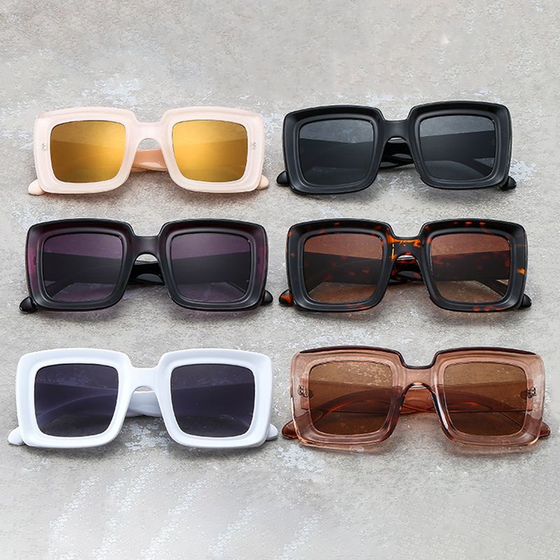 Exagerado Color Sólido Ordenador Personal Cuadrado Fotograma Completo Gafas De Sol Hombre