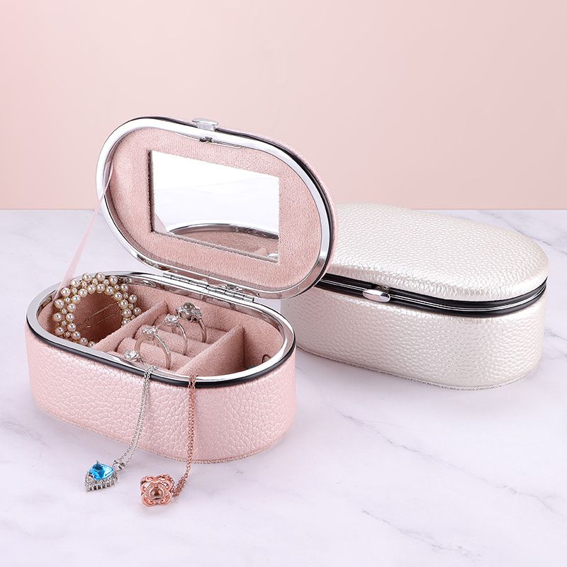 Retro Solid Color Pu Leather Jewelry Boxes