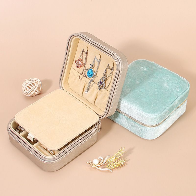 Retro Solid Color Suede Jewelry Boxes