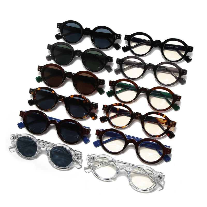 Retro Solid Color Pc Round Frame Full Frame Men's Sunglasses