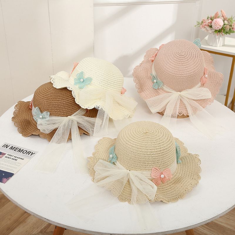 Girl's Cartoon Style Cute Flower Straw Hat