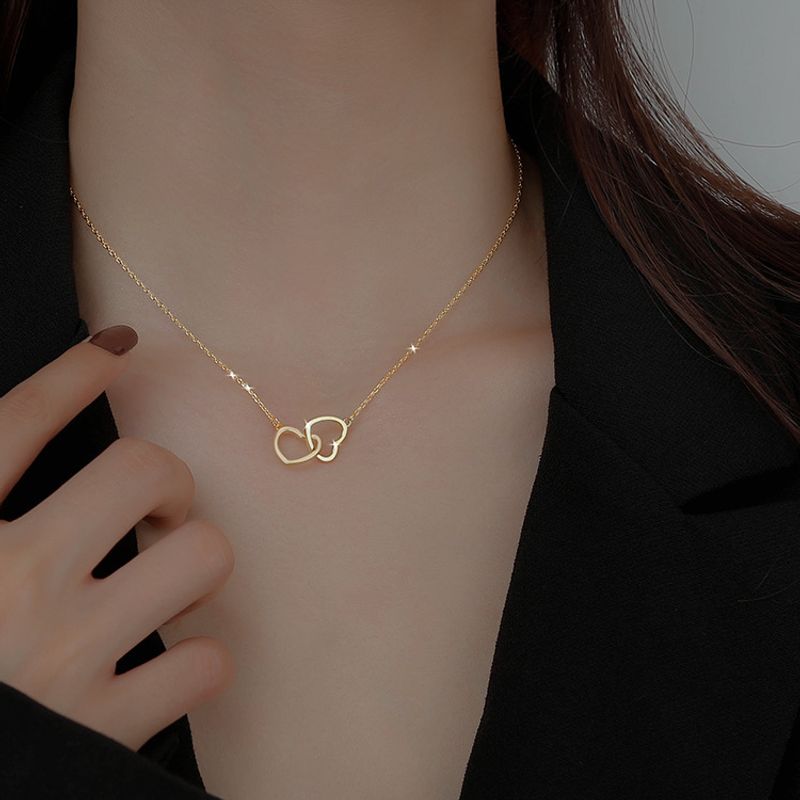 Lady Heart Shape Titanium Steel Plating Pendant Necklace