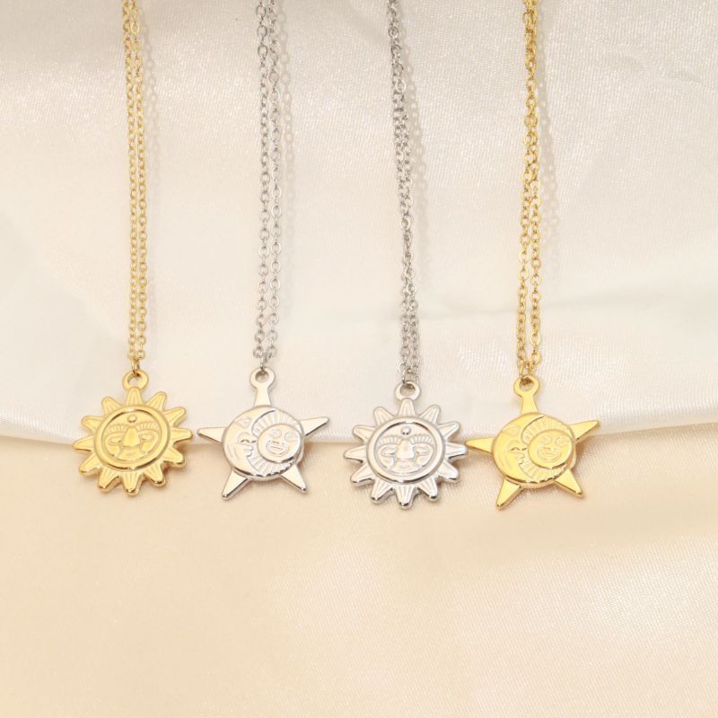Stainless Steel 18K Gold Plated Simple Style Classic Style Plating Solid Color Pendant Necklace