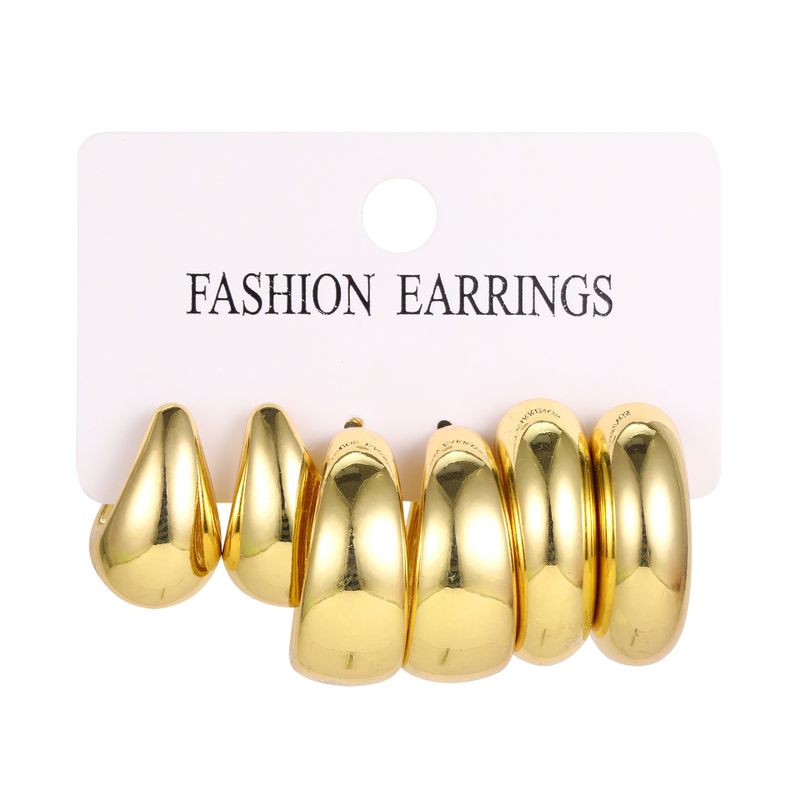 Wholesale Jewelry Retro Solid Color Metal Gold Plated Plating Earrings