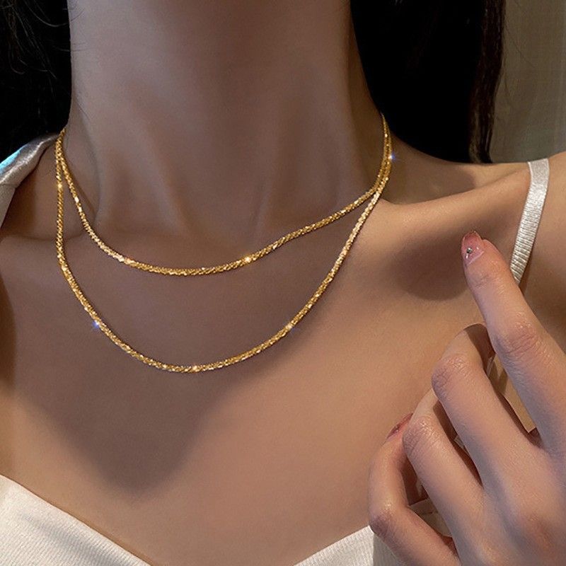 Simple Style Classic Style Solid Color Gold Plated Alloy Wholesale Layered Necklaces