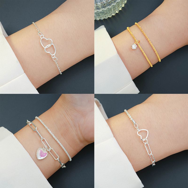 Simple Style Commute Heart Shape Opal Alloy Wholesale Bracelets
