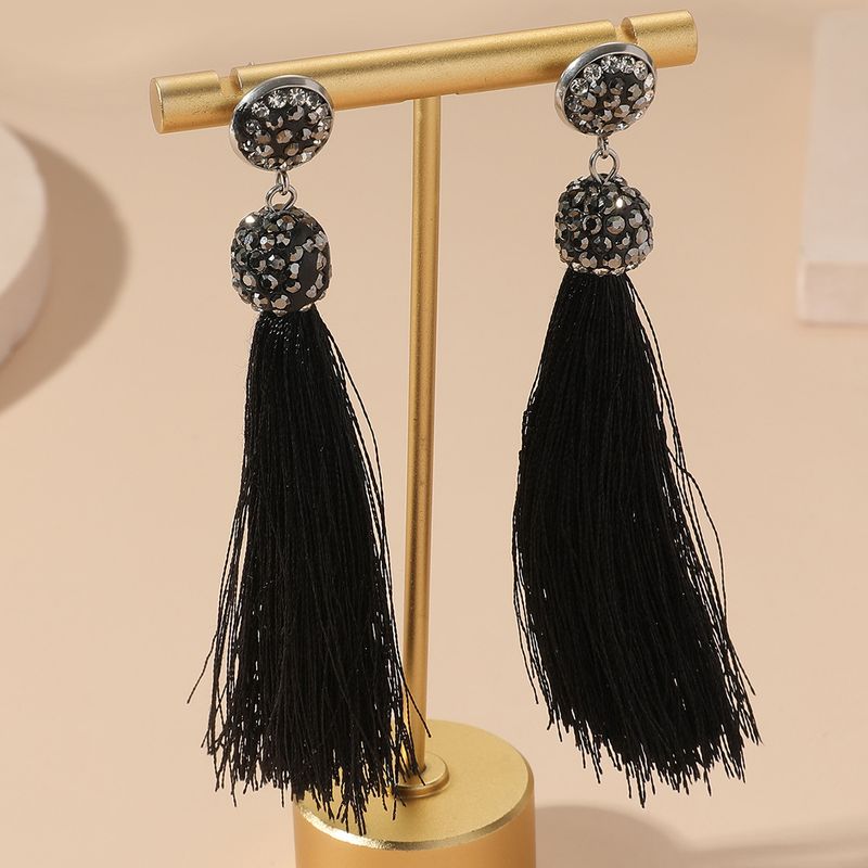 1 Pair Simple Style Classic Style Solid Color Inlay Alloy Rhinestones Drop Earrings