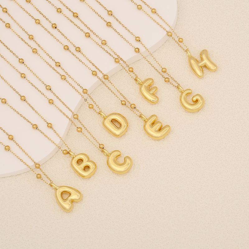 Wholesale Simple Style Letter Stainless Steel Copper Plating 18K Gold Plated Pendant Necklace