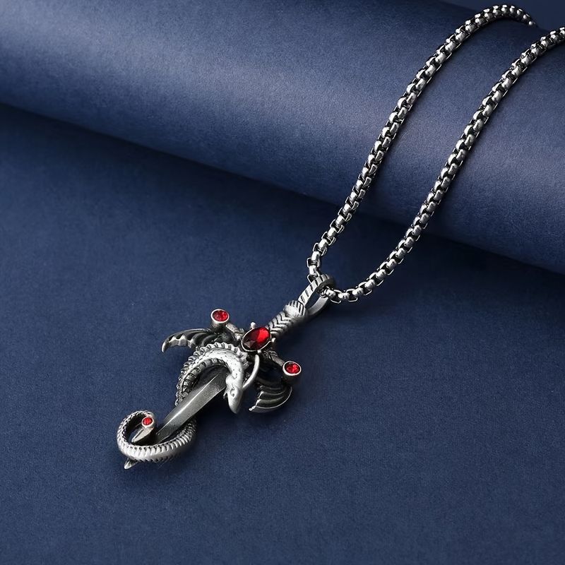 Retro Solid Color Stainless Steel Men's Pendant Necklace
