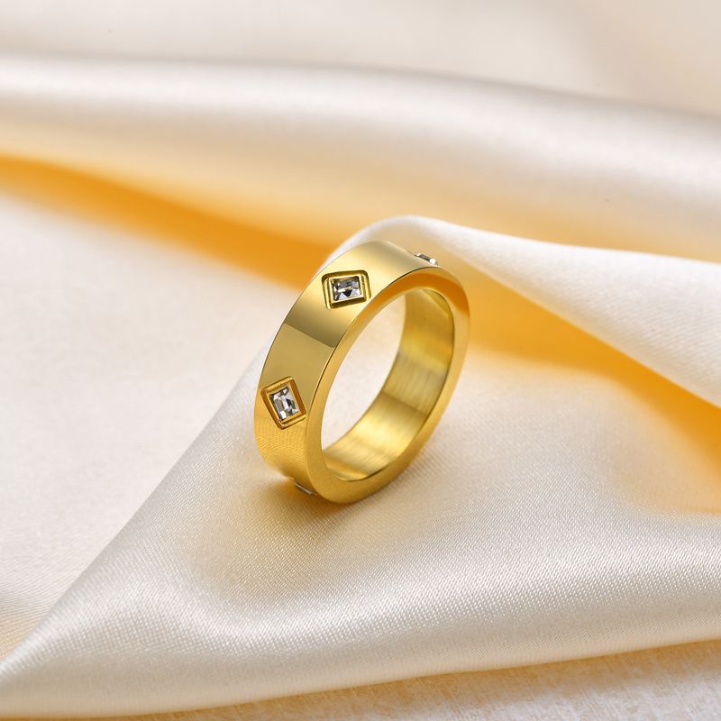 Edelstahl 304 18 Karat Vergoldet Klassischer Stil Überzug Inlay Rhombus Zirkon Ringe