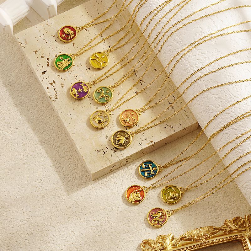 Edelstahl 304 18 Karat Vergoldet Einfacher Stil Überzug Konstellation Halskette Mit Anhänger