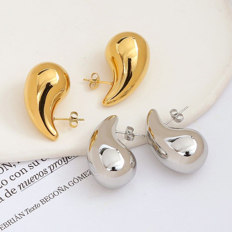 1 Pair Simple Style Water Droplets Plating 304 Stainless Steel Ear Studs