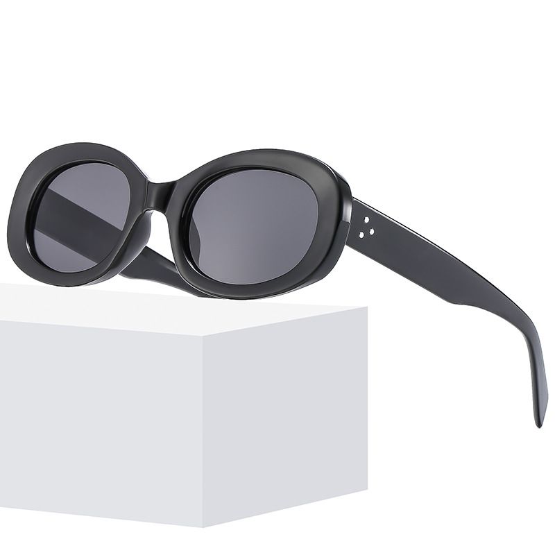 Retro Solid Color Ac Oval Frame Full Frame Men's Sunglasses