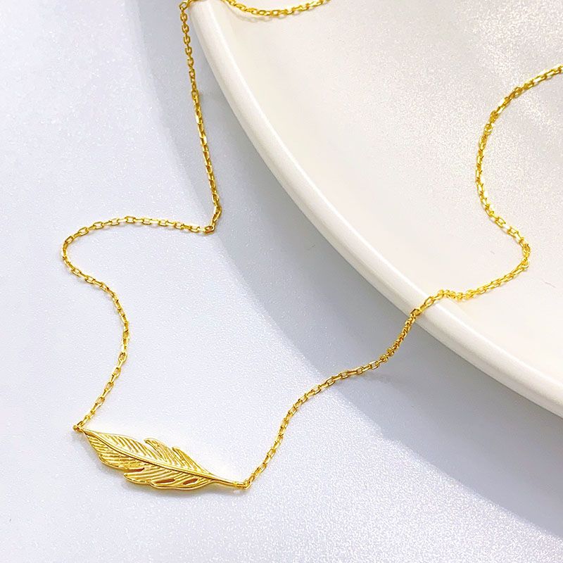 Casual Elegant Leaf Sterling Silver Plating Pendant Necklace