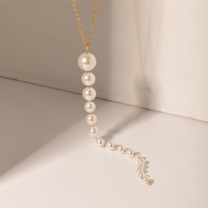 Ig Style Pearl Stainless Steel Pearl 18k Gold Plated Pendant Necklace