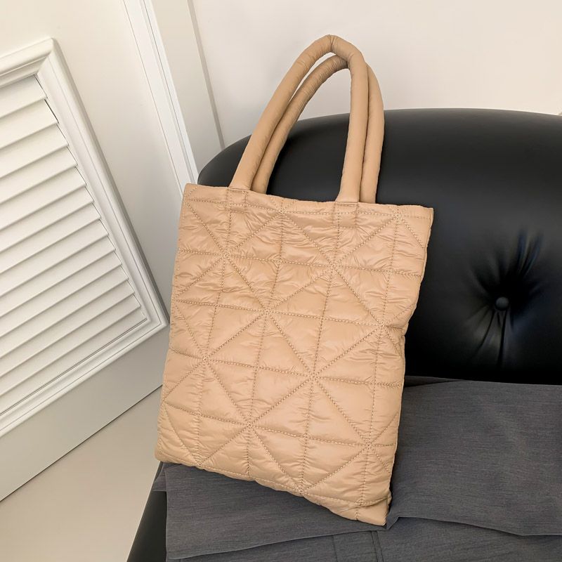 Women's Nylon Plaid Classic Style Sewing Thread Square Zipper Shoulder Bag