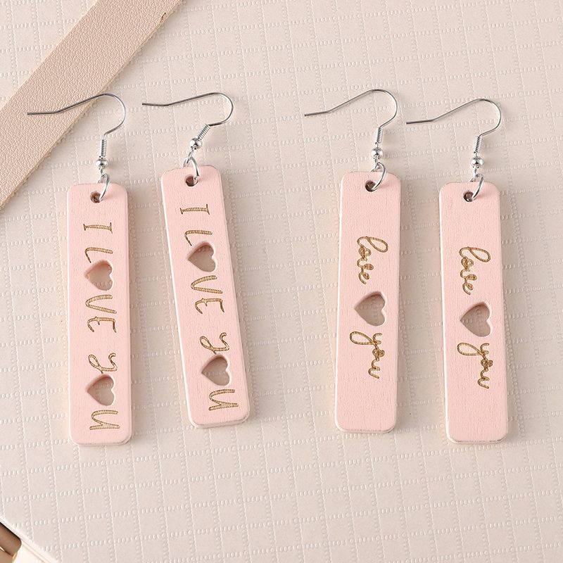 1 Pair Retro Letter Wood Drop Earrings