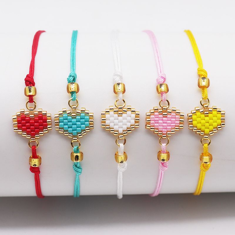 Cute Sweet Heart Shape Glass Handmade Women's Bracelets