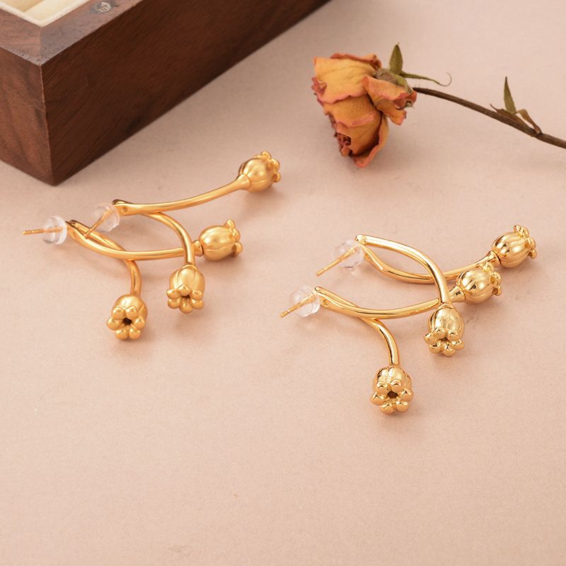 1 Pair Ig Style Fairy Style Simple Style Flower Plating Copper 18k Gold Plated Ear Studs