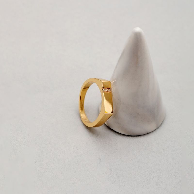 Simple Style Geometric Brass Plating Inlay Rhinestones 18k Gold Plated Women's Rings