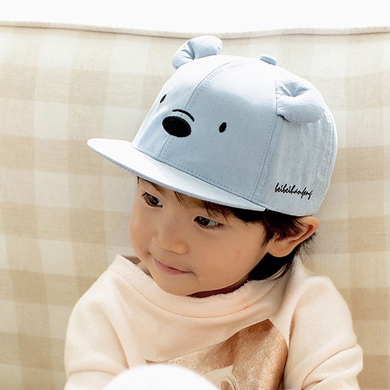 Children Unisex Cute Bear Solid Color Embroidery Baseball Cap