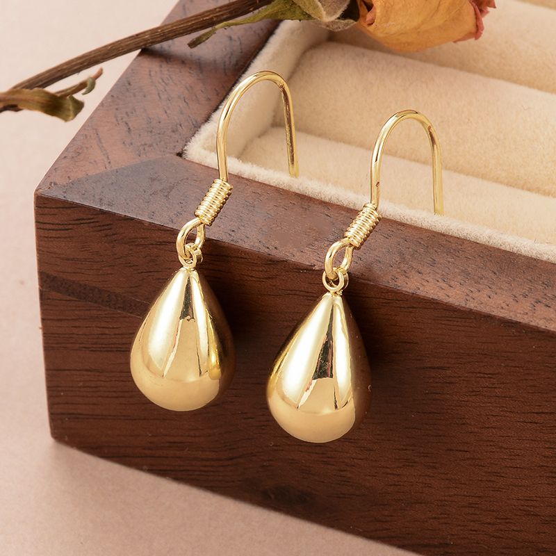 1 Pair Ig Style French Style Water Droplets Plating Copper 14k Gold Plated Drop Earrings