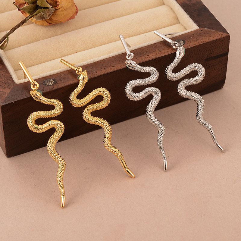 1 Pair Ig Style Snake Copper 18k Gold Plated White Gold Plated Ear Studs