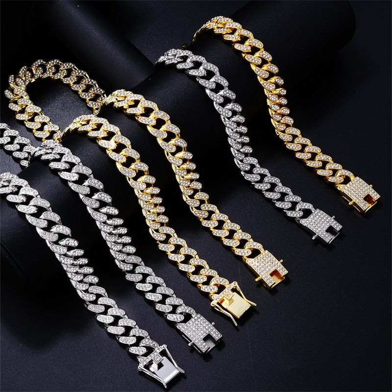 Hip-Hop Solid Color Copper Plating Chain Inlay Zircon K Gold Plated Rhodium Plated Men's Necklace