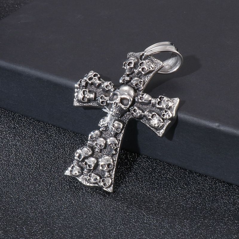 Hip-hop Retro Cross Skull Titanium Steel Plating Charms Jewelry Accessories