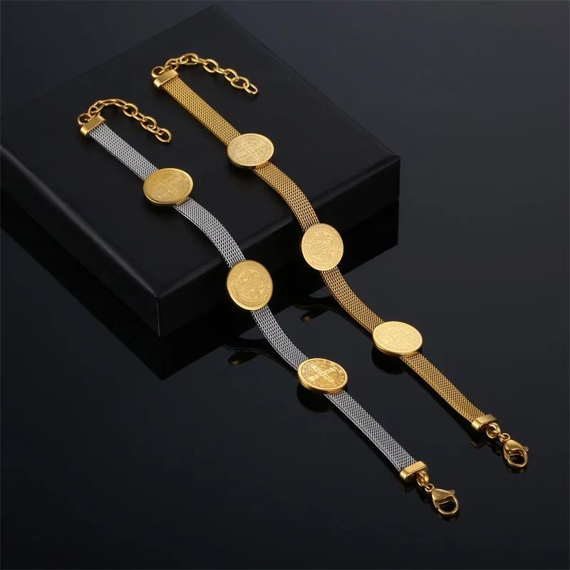 Vintage Style Human Round Stainless Steel Plating 18k Gold Plated Bracelets