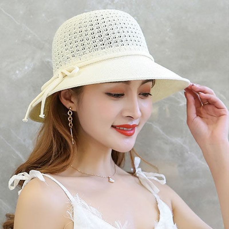 Women's Elegant Pastoral Simple Style Solid Color Flowers Wide Eaves Bucket Hat