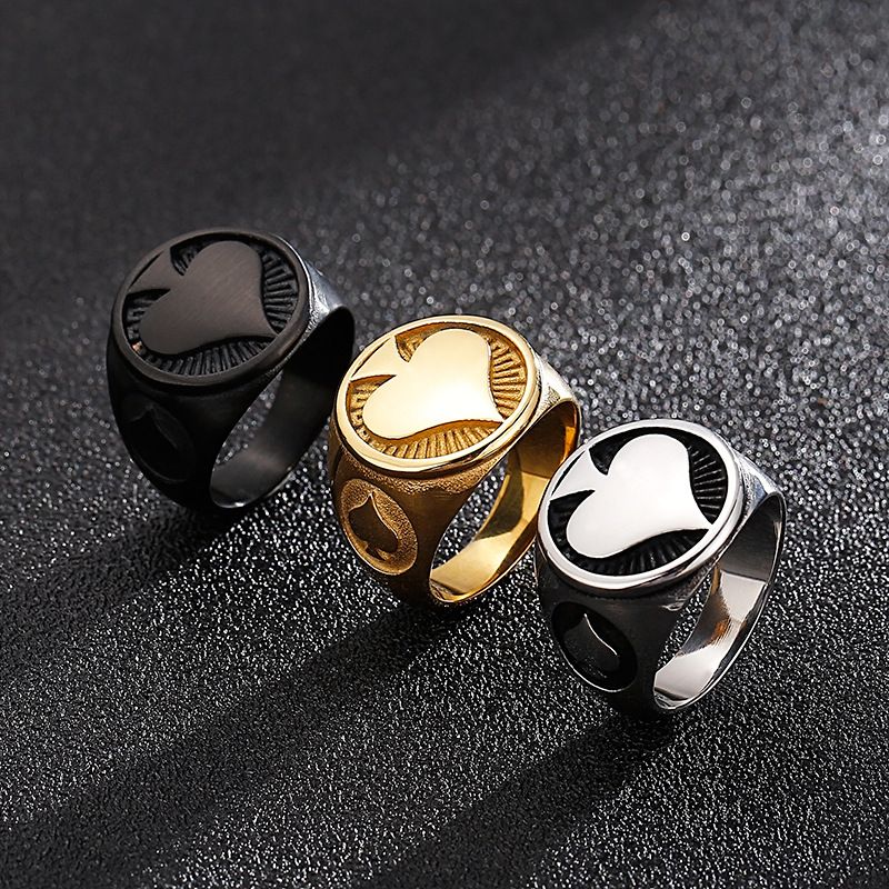 Simple Style Heart Shape Stainless Steel Plating 18K Gold Plated Men's Rings