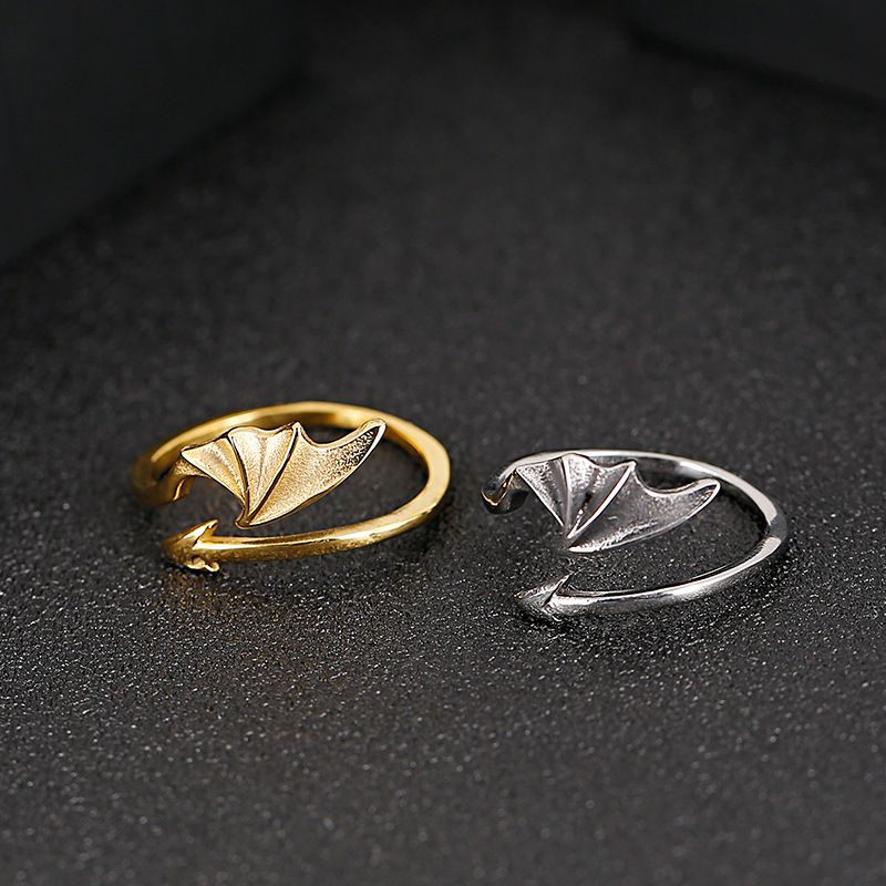 Stainless Steel 18K Gold Plated Simple Style Arrow Wings Open Rings