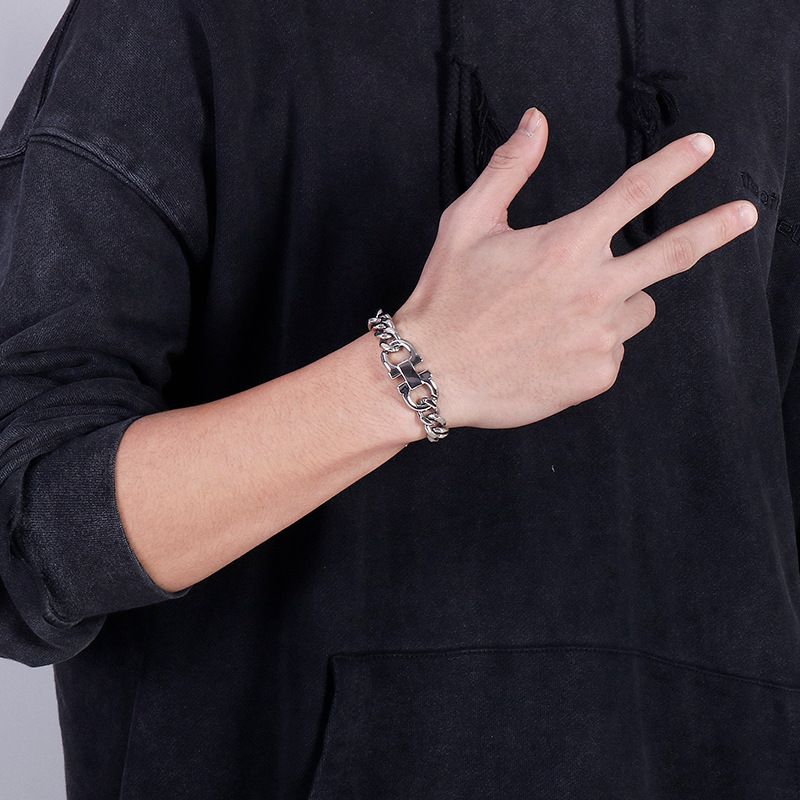 Hip Hop Style Simple Géométrique Acier Au Titane Hommes Bracelets
