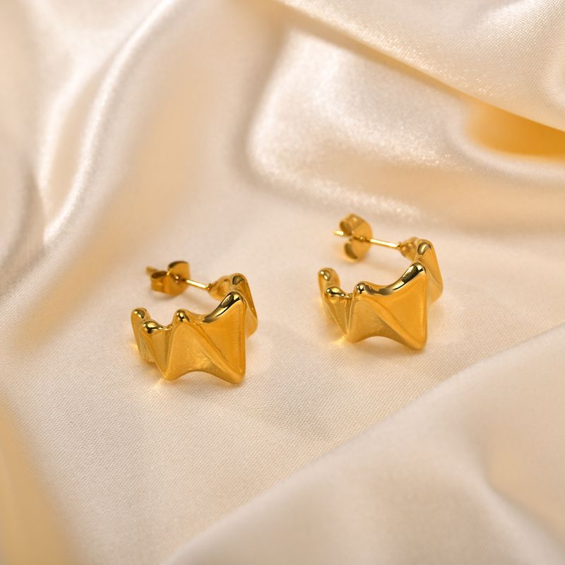 1 Pair Simple Style Solid Color Plating 201 Stainless Steel Gold Plated Ear Studs