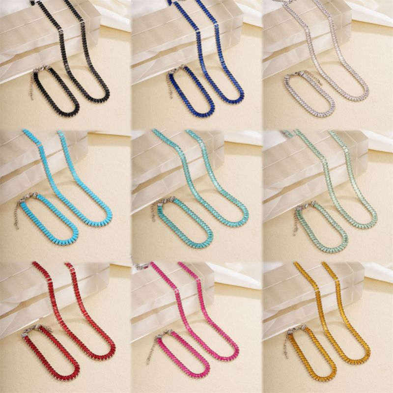 Ig Style Simple Style Rectangle Copper Plating Chain Inlay Zircon Bracelets Necklace