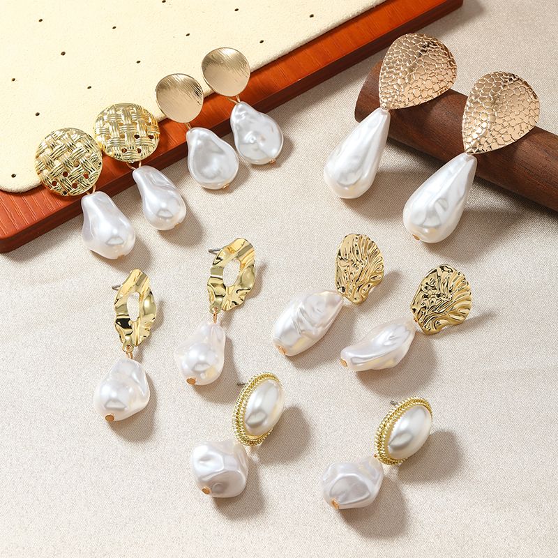 1 Pair Luxurious Wedding Bridal Water Droplets Plating Inlay Alloy Artificial Pearls Gold Plated Drop Earrings