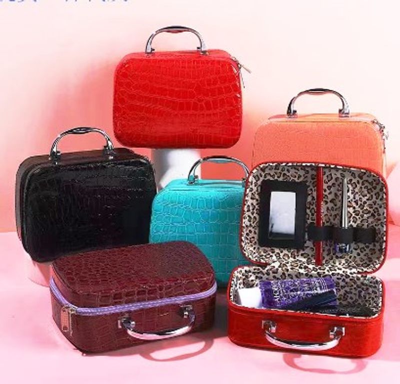 Vintage Style Leopard Pu Leather Square Makeup Bags