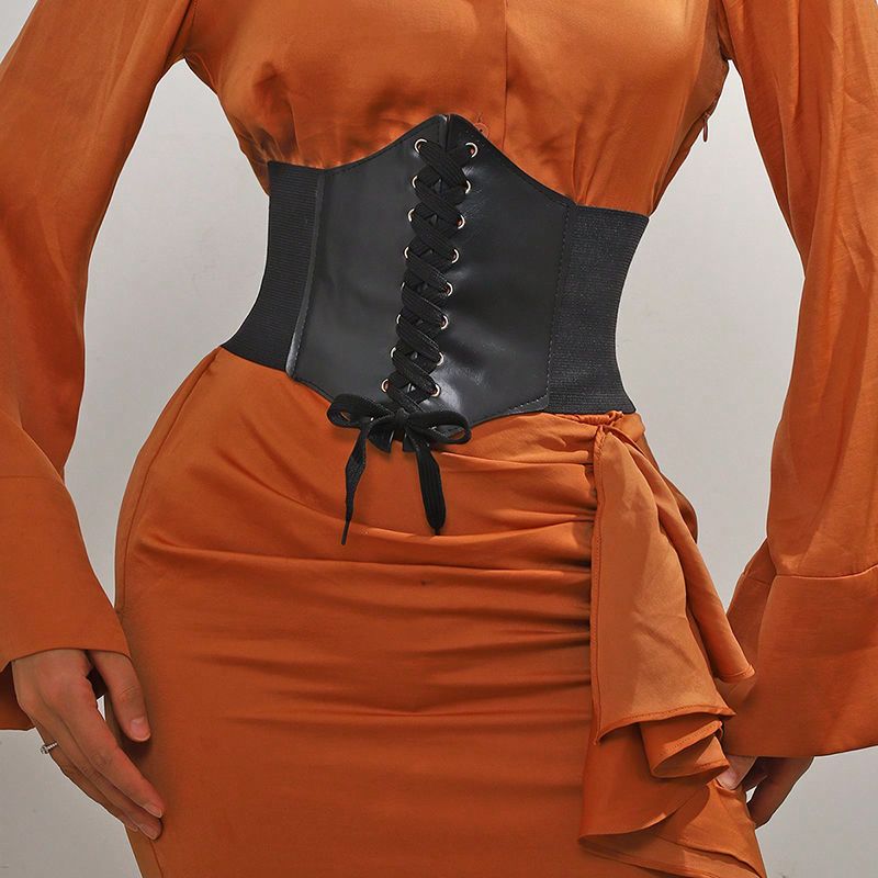 Simple Style Classic Style Solid Color Pu Leather Elastic Band Women's Corset Belts
