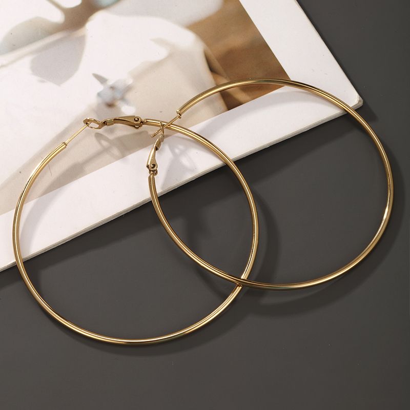 1 Pair Nordic Style XUPING Circle Plating 304 Stainless Steel 18K Gold Plated Hoop Earrings