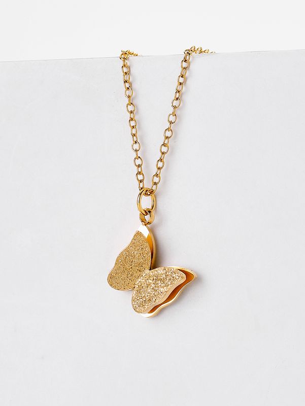 Edelstahl 304 18 Karat Vergoldet Süss Einfacher Stil Überzug Schmetterling Halskette Mit Anhänger